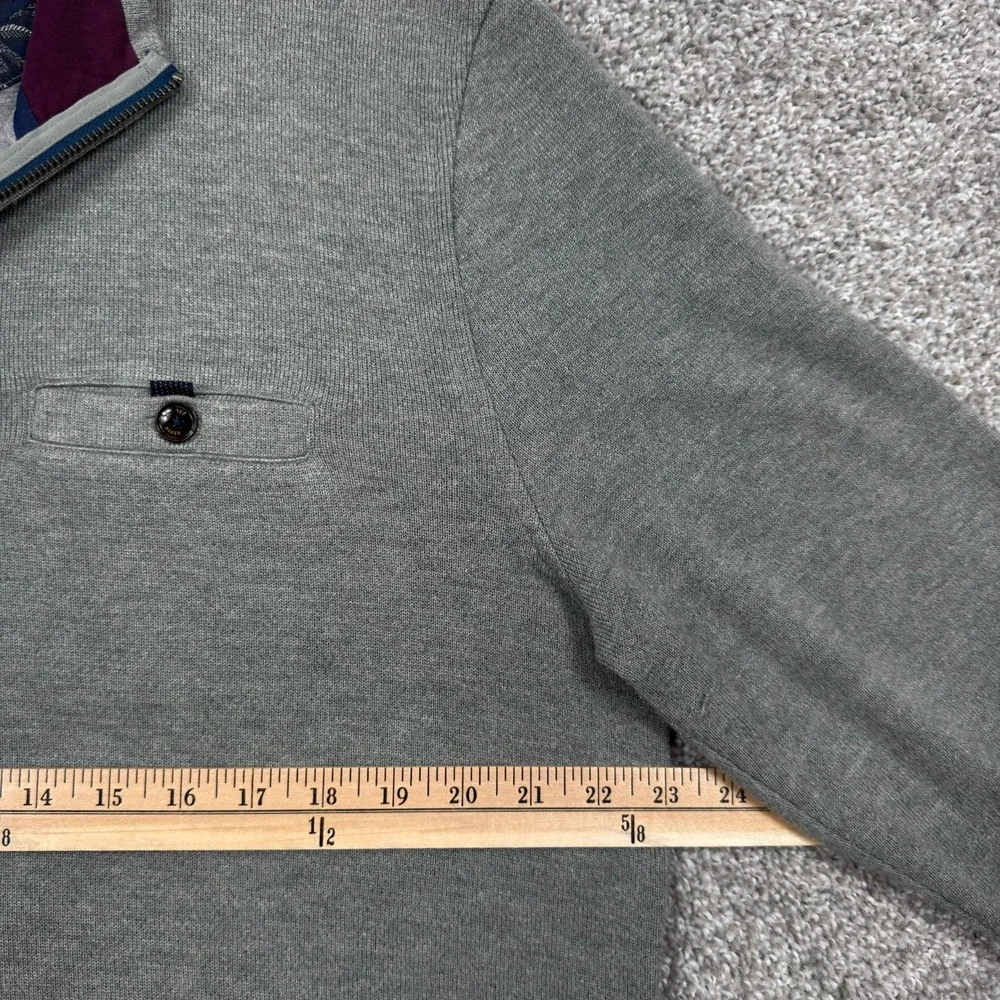 Ted Baker Valerio Mens 5 XL Gray Wool Blend Quarter Zip Pullover Sweater